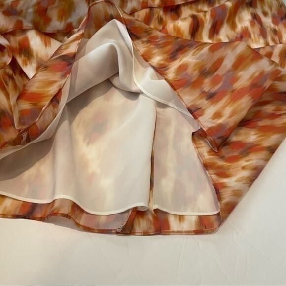 Ann Taylor Orange Silk Watercolor Print Fitted Party Event Dress NWOT Size 4 - Picture 8 of 13